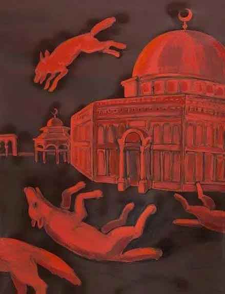 Lena Zaidel, Dome of the Rock 6 (detail), 2014, acrylic on canvas, 250X110