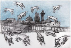 Jerusalem Golconda #2, 2023, charcoal and dry pastel on paper, 75х110