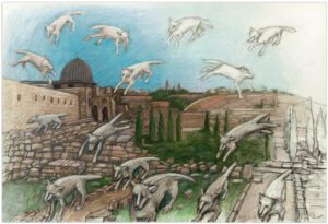 Jerusalem Golconda #3, 2023, charcoal and dry pastel on paper, 75х110